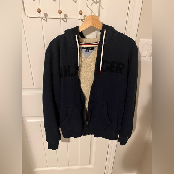 Vintage Tommy Hilfiger Sherpa Lined Zip Up | Size: Medium | Colour: Blue - Picture 2 of 4